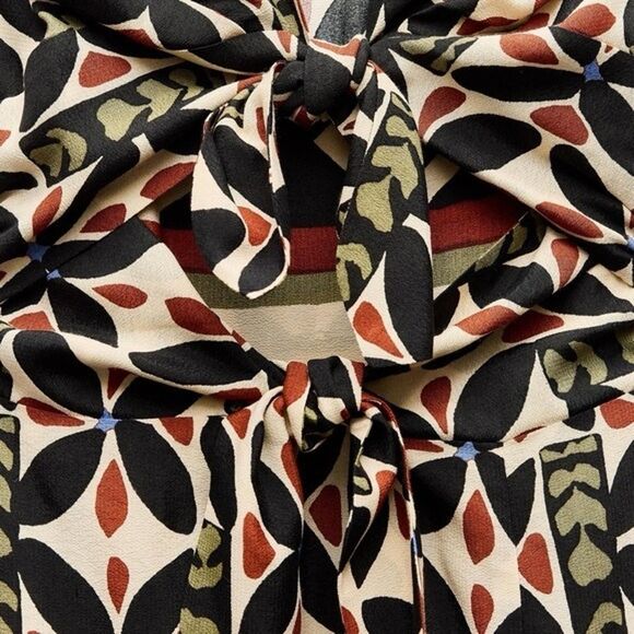 ZARA Maxi PRINTED DRESS WITH CUT-OUT DETAIL SZ S moroccan Print Tropical Sundres - Picture 6 of 8